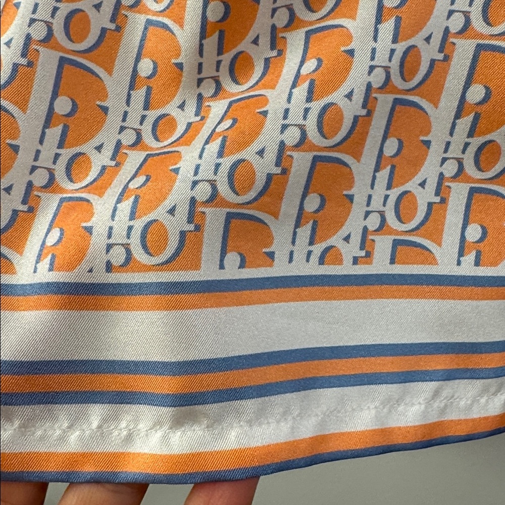 Dior Orange White Monogram Short Sleeve Button-Down Shirt - Picture 12 of 12